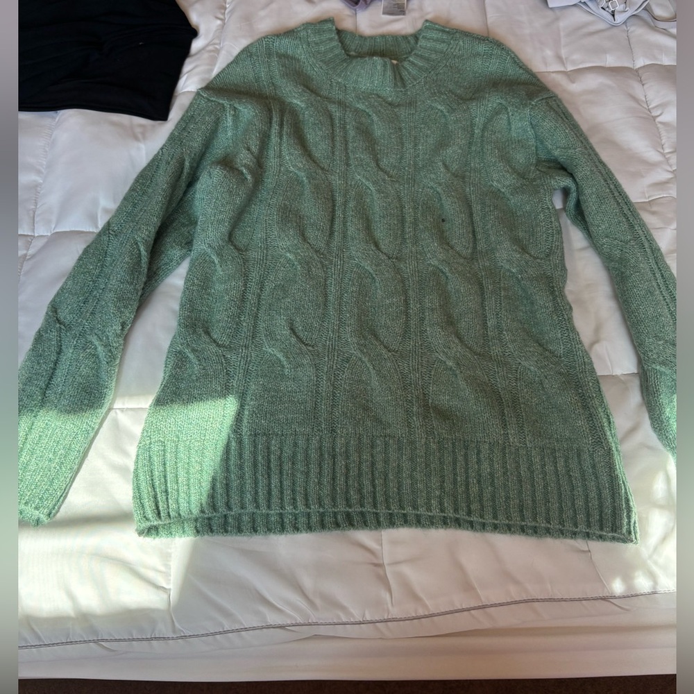 American Eagle Outfitters Mint Cable Knit Sweater